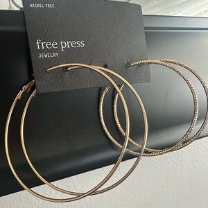 Free Press Gold Hoop Earrings-2 pair